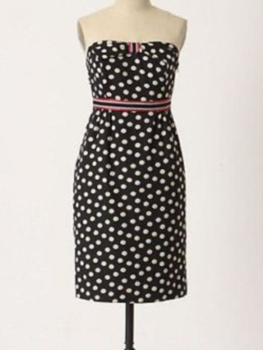 NWT Vintage Maeve x Anthropologie Strapless Navy Polka Dot Dress Size 0